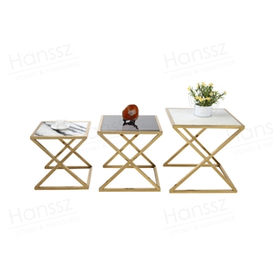 Panda White Marble Coffee Table with Metal Frame