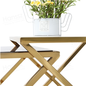 Panda White Marble Coffee Table with Metal Frame