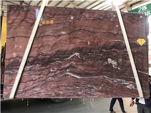 Fusion Fire Quartzite Slab Red Color Wave Vein