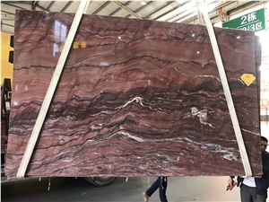 Fusion Fire Quartzite Slab Red Color Wave Vein