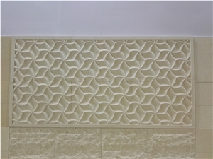 Fatima Cream Limestone Tiles Bush Hammered Building Exterior Wall Cladding Panel