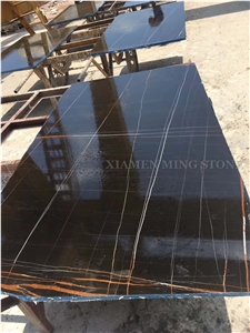 Nero Sahara Noir Saint Laurent Marble Slab, Black Marble Golden Venis
