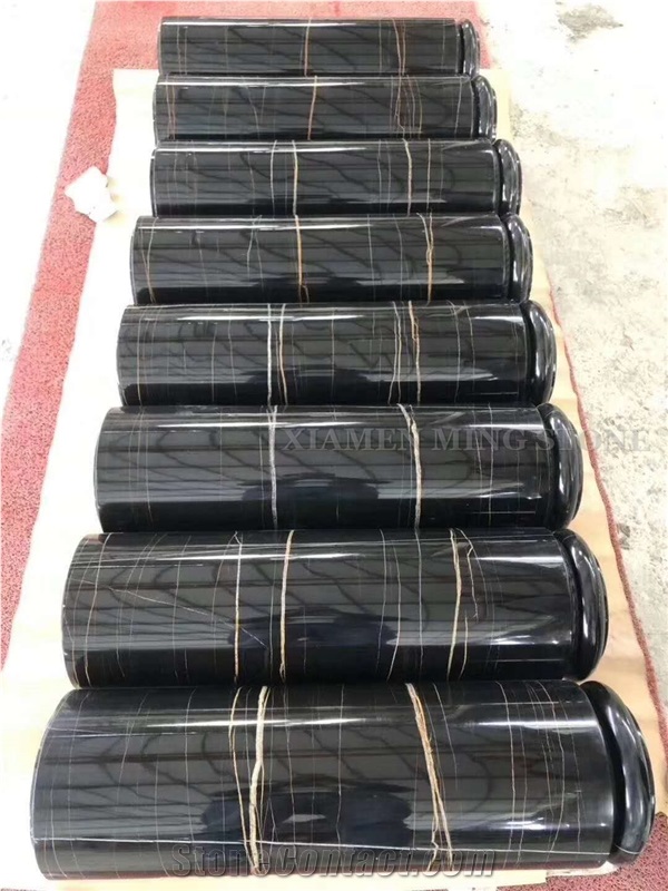 Nero Sahara St. Laurent Marble Slab, Black Marble Floor Tiles