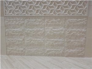 Split Face Fatima Beige Limestone 3d Cnc Carving Wall Panel Tiles,Building Exterior Project