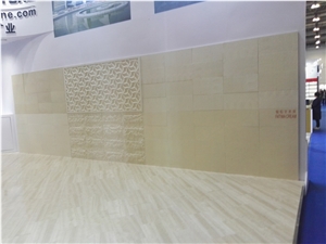 Split Face Fatima Beige Limestone 3d Cnc Carving Wall Panel Tiles,Building Exterior Project