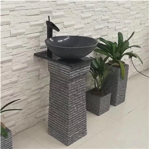 Black Granite G654 Pedestal Sink Stone Sink