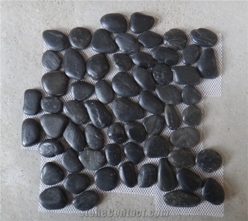 Black Pebbles Mosaic Tiles for Wall and Floors