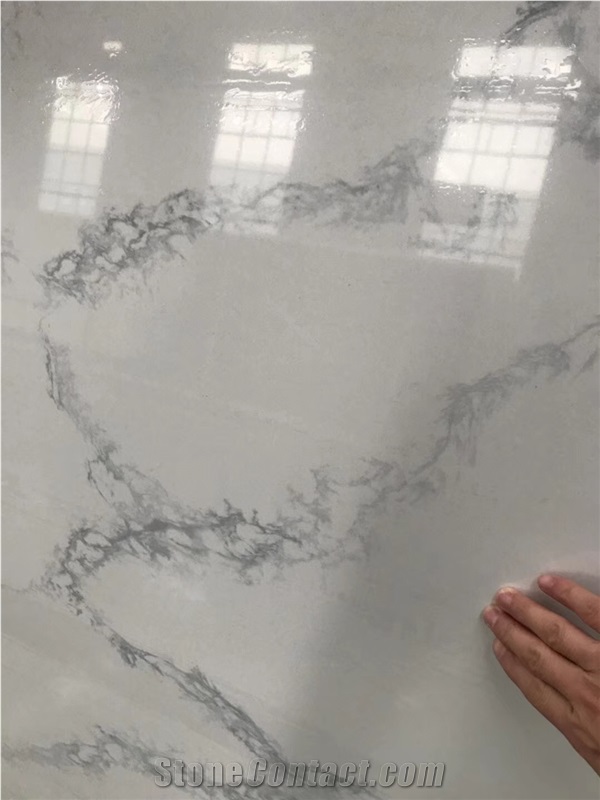 Chinese Calacatta Quartz Stone Slab