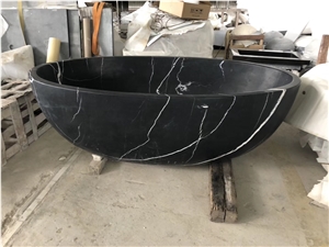 Nero Marquina Marble Bath Tub and Sink