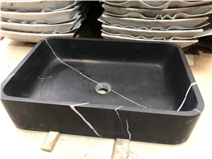 Nero Marquina Marble Bath Tub and Sink