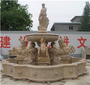 Sculptured Henan Yellow Limestone Fountains
