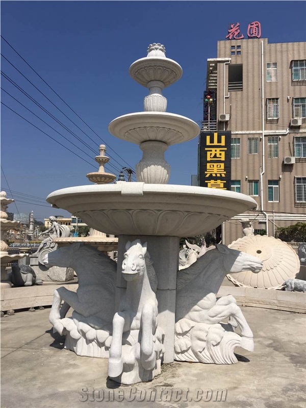 Sculptured Henan Yellow Limestone Fountains