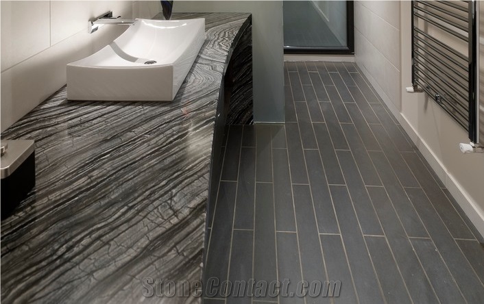 Black Ancient Wood Marble Countertop