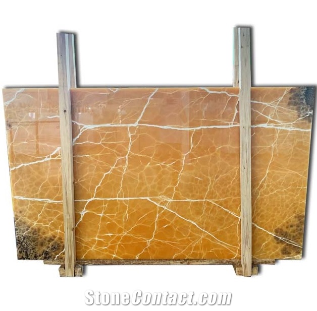 Mexico Yellow Color Polished 1.8 cm Orange Onyx