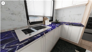 Big Blue Sodalite Kitchen Countertop