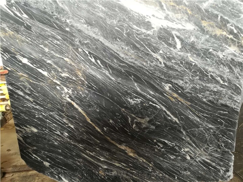 Wavy Black Marble Blocks