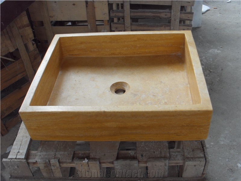Yellow Travertine Wash Basins, Travertine Sinks