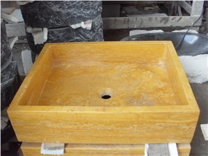 Yellow Travertine Wash Basins, Travertine Sinks