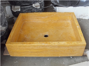 Yellow Travertine Wash Basins, Travertine Sinks