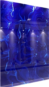 Blue Artificial Onyx Polished Slab for Wall Covering