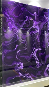 Purple Artificial Onyx Polished Slabs for Indoor