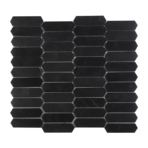 China Nero Marquina Elongated Hexagon Mosaic Tile