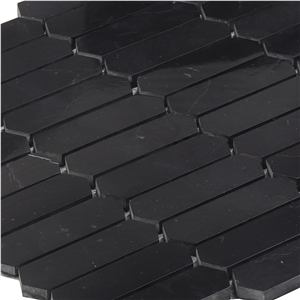 China Nero Marquina Elongated Hexagon Mosaic Tile