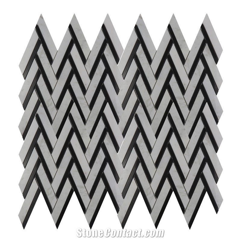 Mix Color New Herringbone Mosaic Tile Bathroom