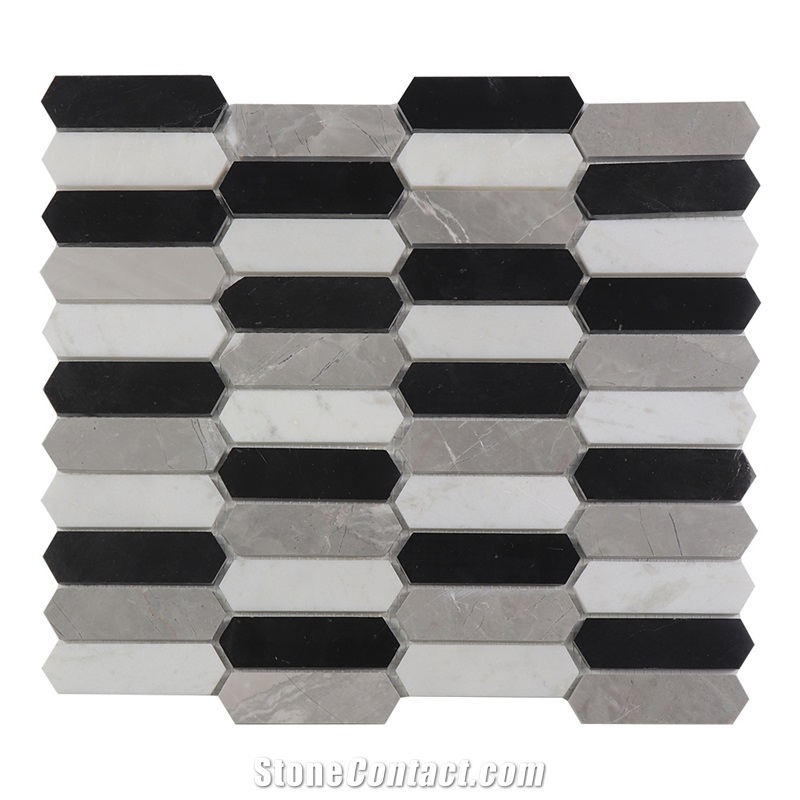 Nero Marquina Elongated Hexagon Mosaic Tile