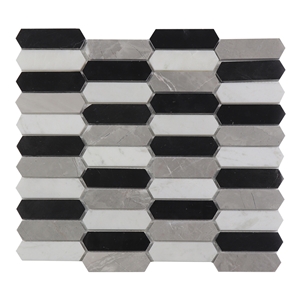 Nero Marquina Elongated Hexagon Mosaic Tile