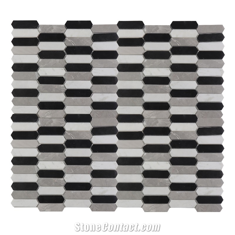 Nero Marquina Elongated Hexagon Mosaic Tile