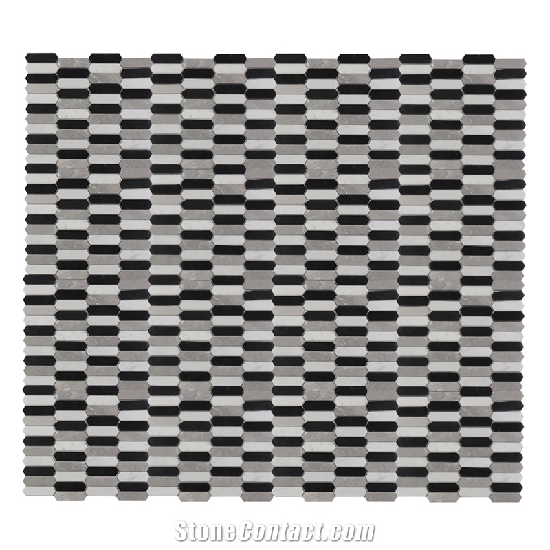 Nero Marquina Elongated Hexagon Mosaic Tile