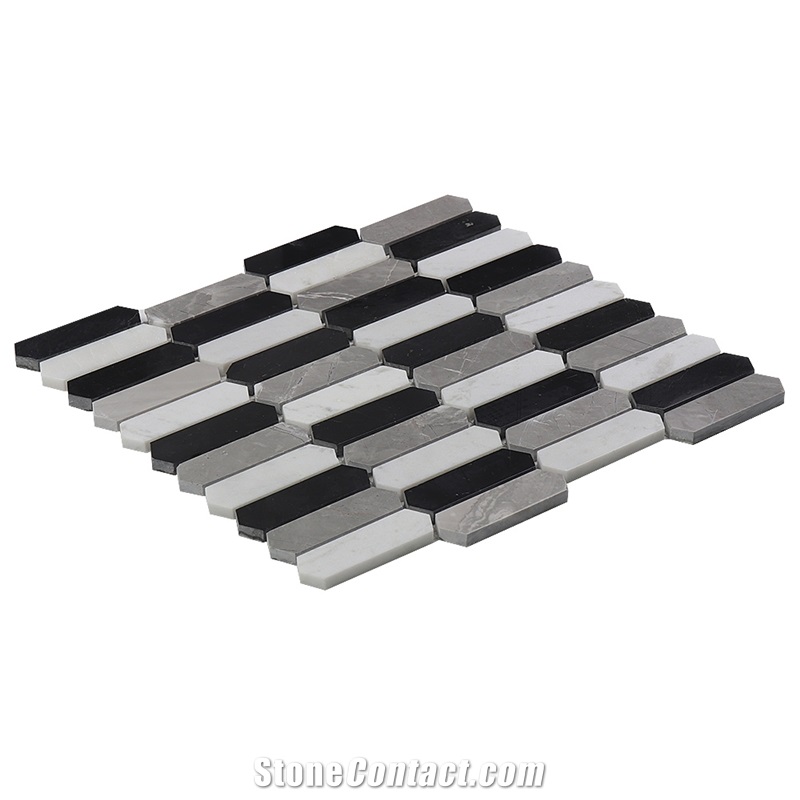 Nero Marquina Elongated Hexagon Mosaic Tile