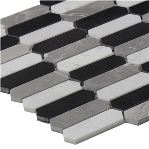 Nero Marquina Elongated Hexagon Mosaic Tile