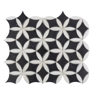 Nero Marquina Mixed Flower Mosaic Tile