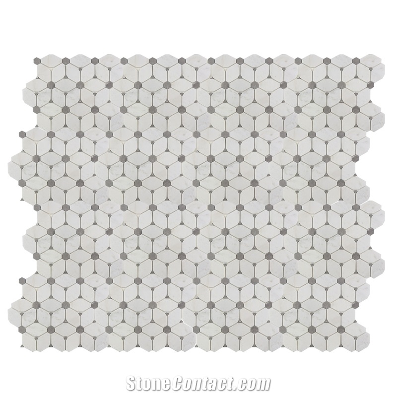 White Irregular Marble Mosaic Tile for Bathroom