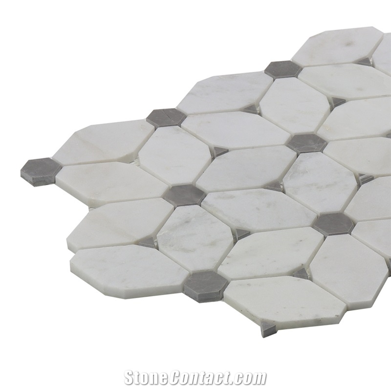 White Irregular Marble Mosaic Tile for Bathroom