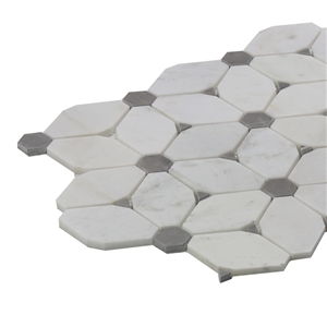 White Irregular Marble Mosaic Tile for Bathroom