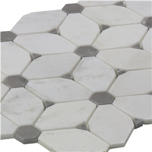 White Irregular Marble Mosaic Tile for Bathroom