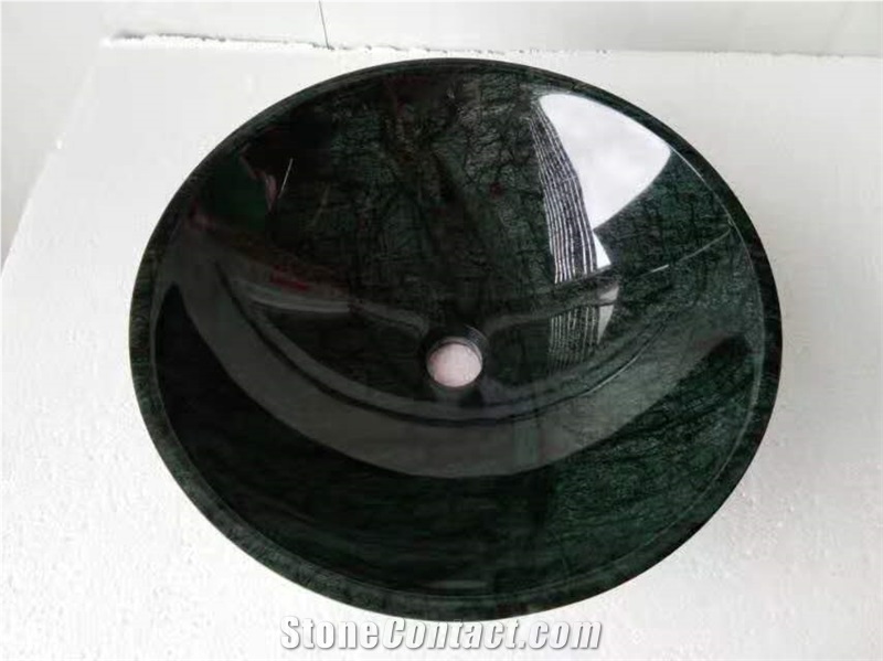 Green Marble Stone Wash Basins Round Bowls Sinks