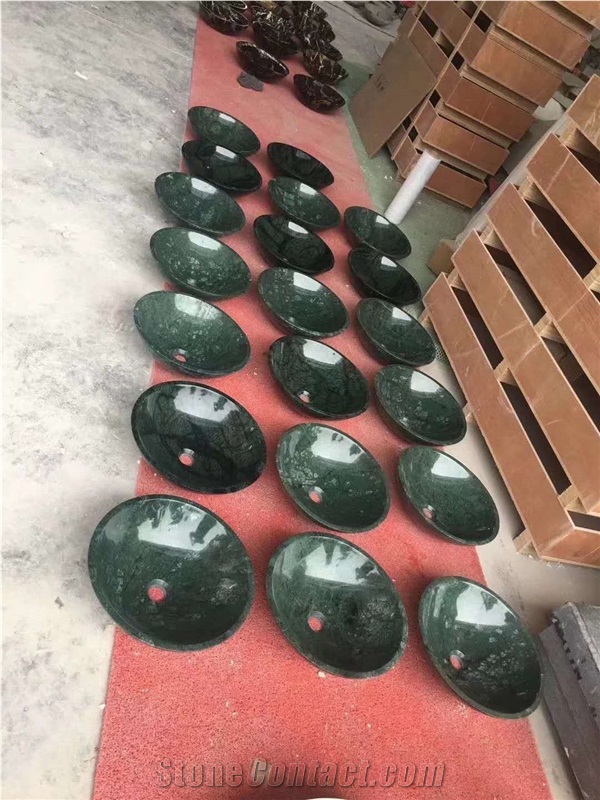 Green Marble Stone Wash Basins Round Bowls Sinks