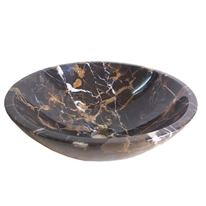 Portoro Gold Marble Round Stone Basin Vessel Sinks