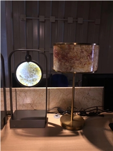 Double Sided Round Marble Stone Table Lamp