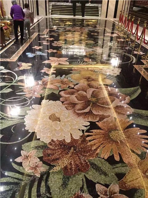Marble Pattern Flower Waterjet Stone Mosaic
