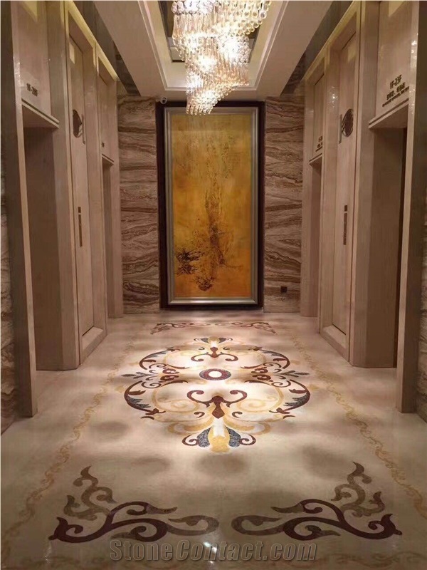 Marble Pattern Flower Waterjet Stone Mosaic