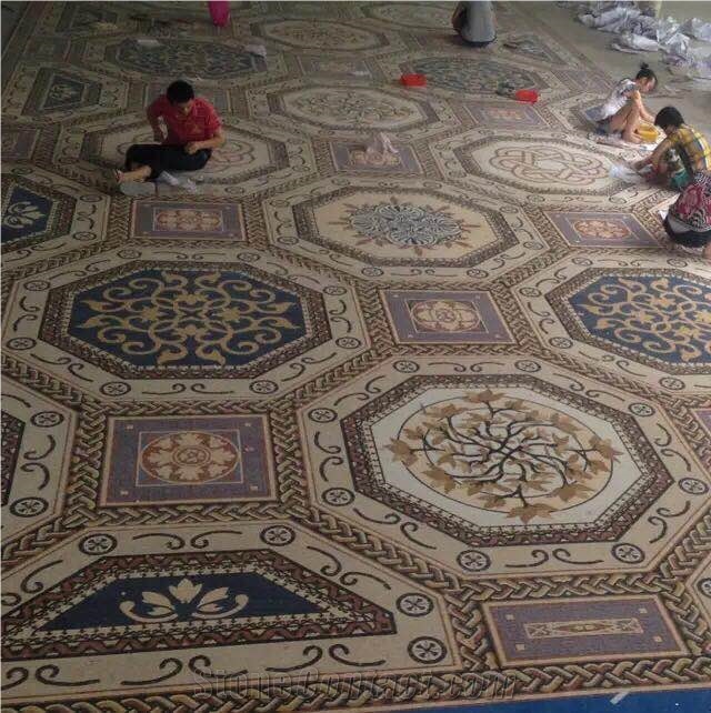 Marble Pattern Flower Waterjet Stone Mosaic