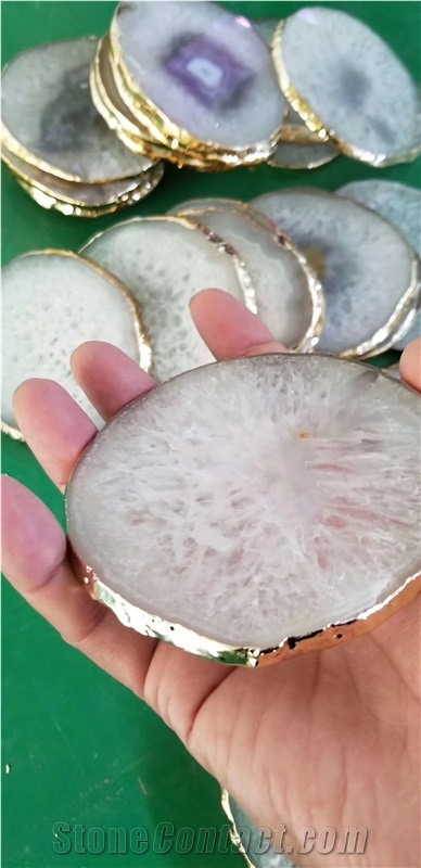 Round Square Shape White Marble Cup Coaster