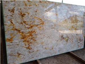 Cristallo Gold Quartzite Slabs Tiles, Cristallo Quartzite Slabs