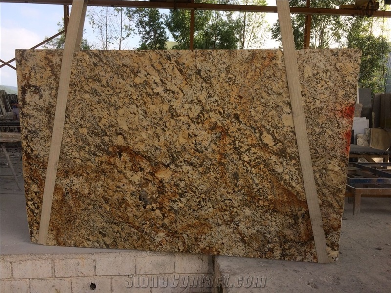Revelation Gold Yellow Granite Slabs, Revelation Granite Slabs