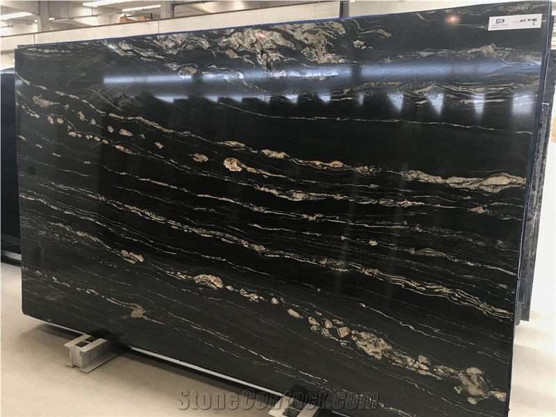 Tropical Storm - Portoro Quartzite Slabs, Angola Black Quartzite